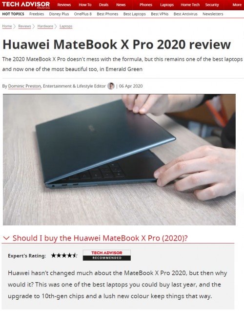 经典再升级，颜值更出色！权威外媒为何独爱MateBook X Pro 2020款？