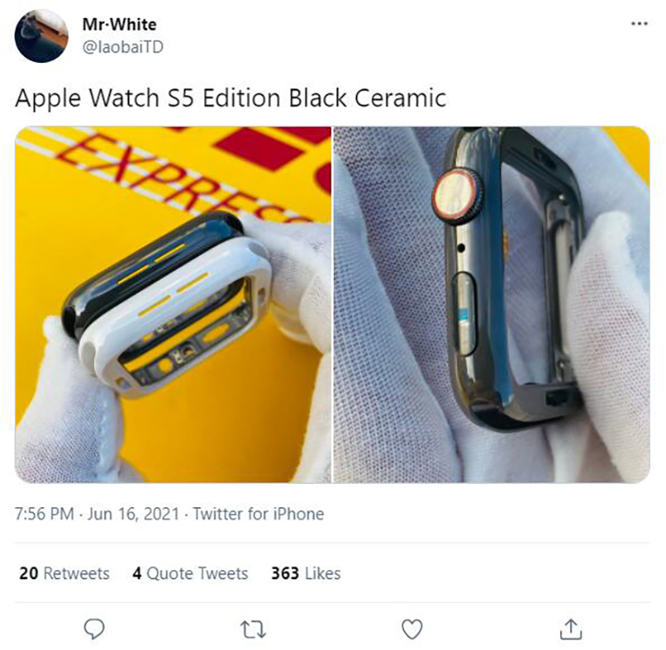 苹果Apple Watch 5黑色陶瓷外壳曝光:不会发布 只能远距离观看