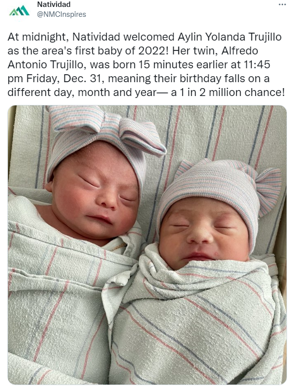 两百万分之一的机会！美国一对双胞胎的出生日期不同